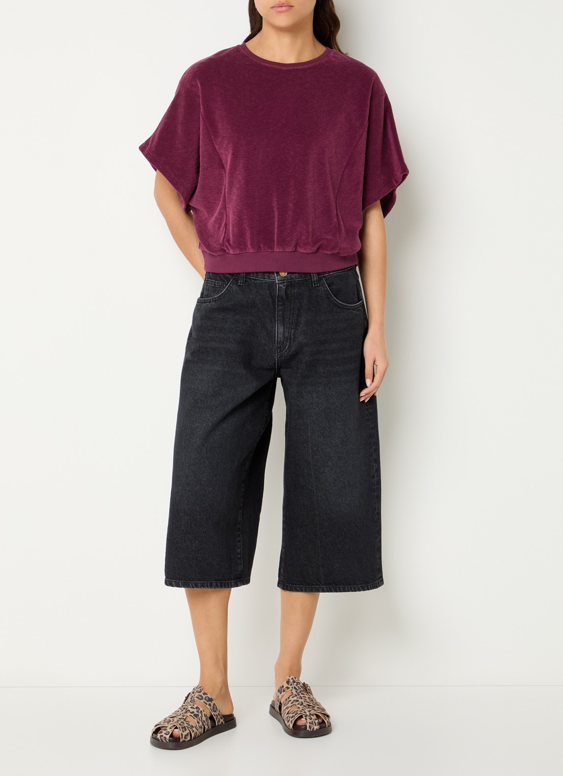 by-bar Nuki Slob top van badstof - voorkant 3 aubergine