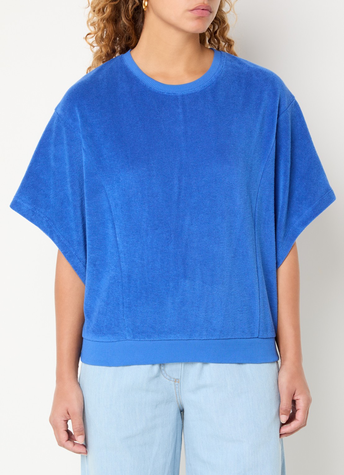by-bar Nuki top van badstof - detail 2 blauw