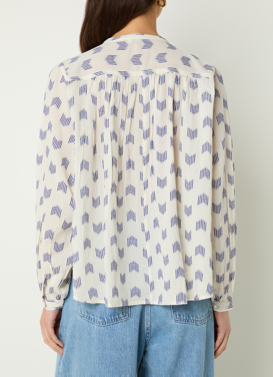 by-bar Nyka blouse met print - achterkant 4 gebroken wit