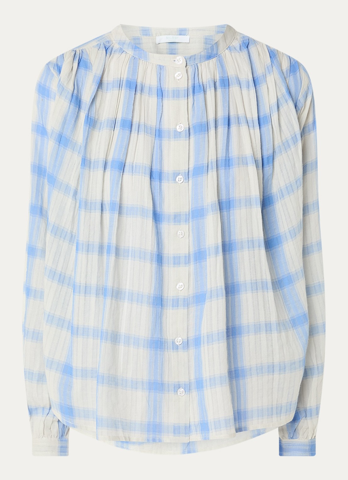 by-bar Nyka blouse met ruitdessin - voorkant blauw