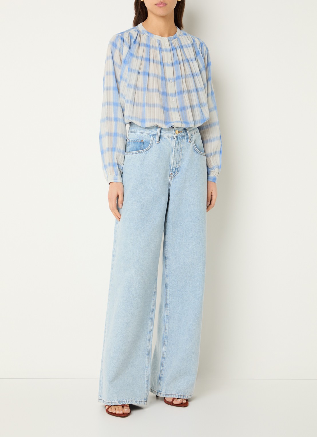 by-bar Nyka blouse met ruitdessin - voorkant 2 blauw