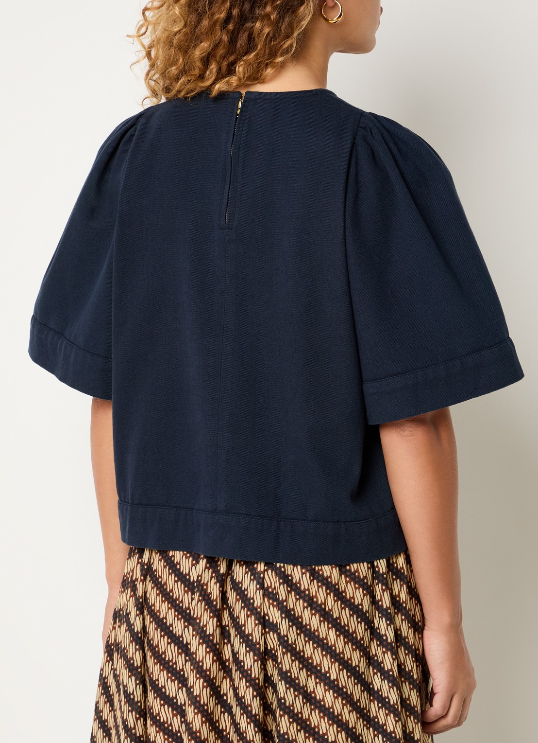 by-bar Olivia tuniek met pofmouw - achterkant indigo