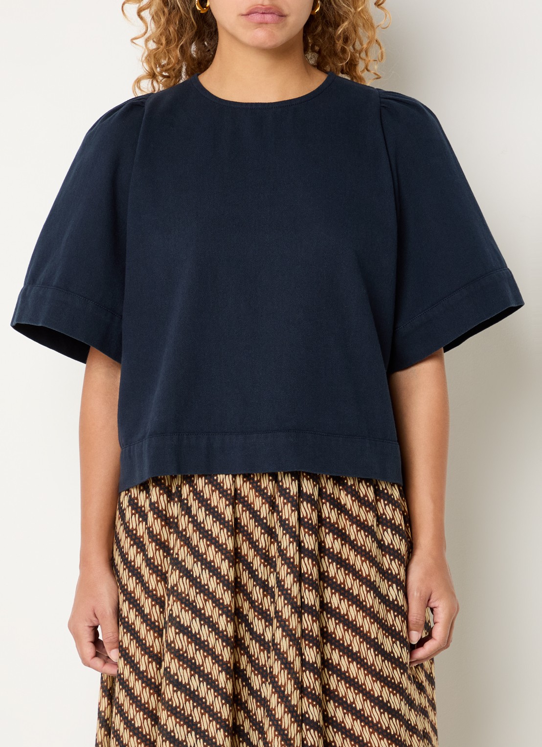 by-bar Olivia tuniek met pofmouw - detail 2 indigo