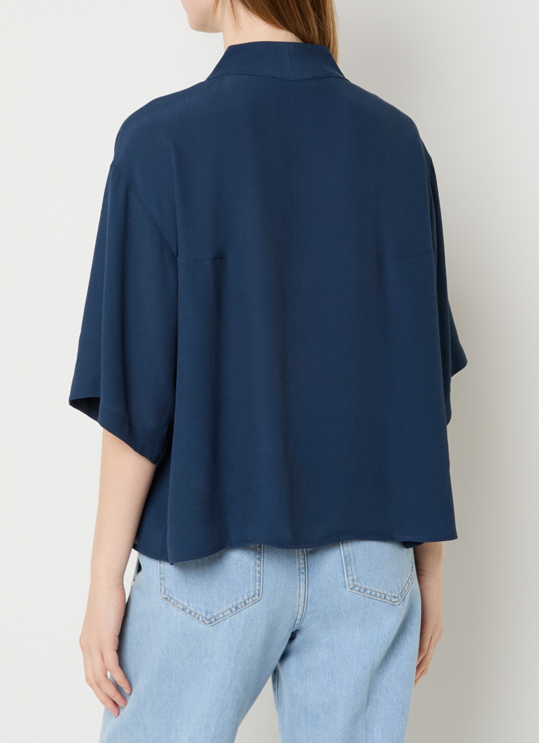 by-bar Owen tuniek met V-hals - achterkant 3 donkerblauw