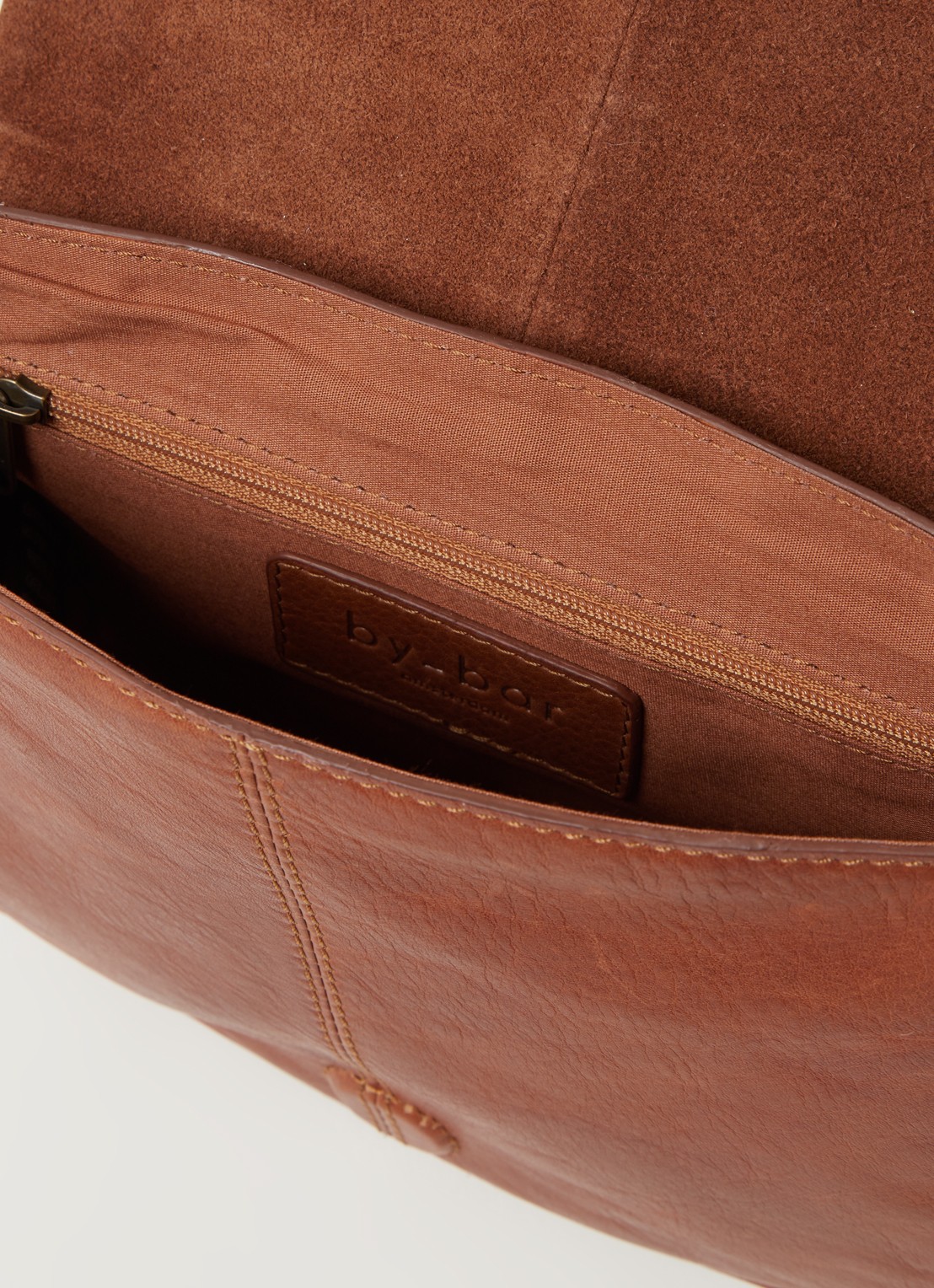 by-bar Paris crossbodytas van leer - detail 3 roestbruin