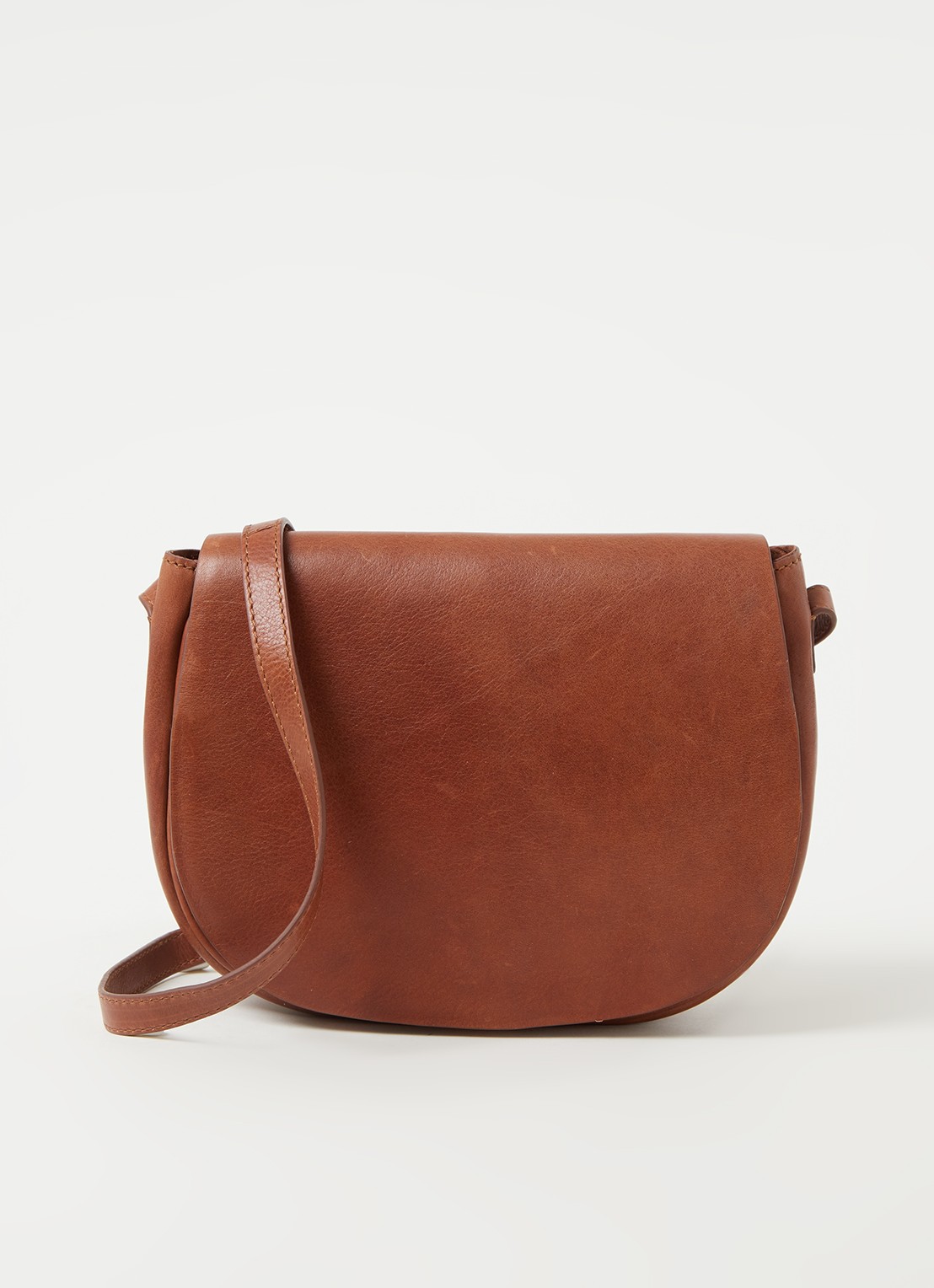 by-bar Paris crossbodytas van leer - voorkant 2 roestbruin