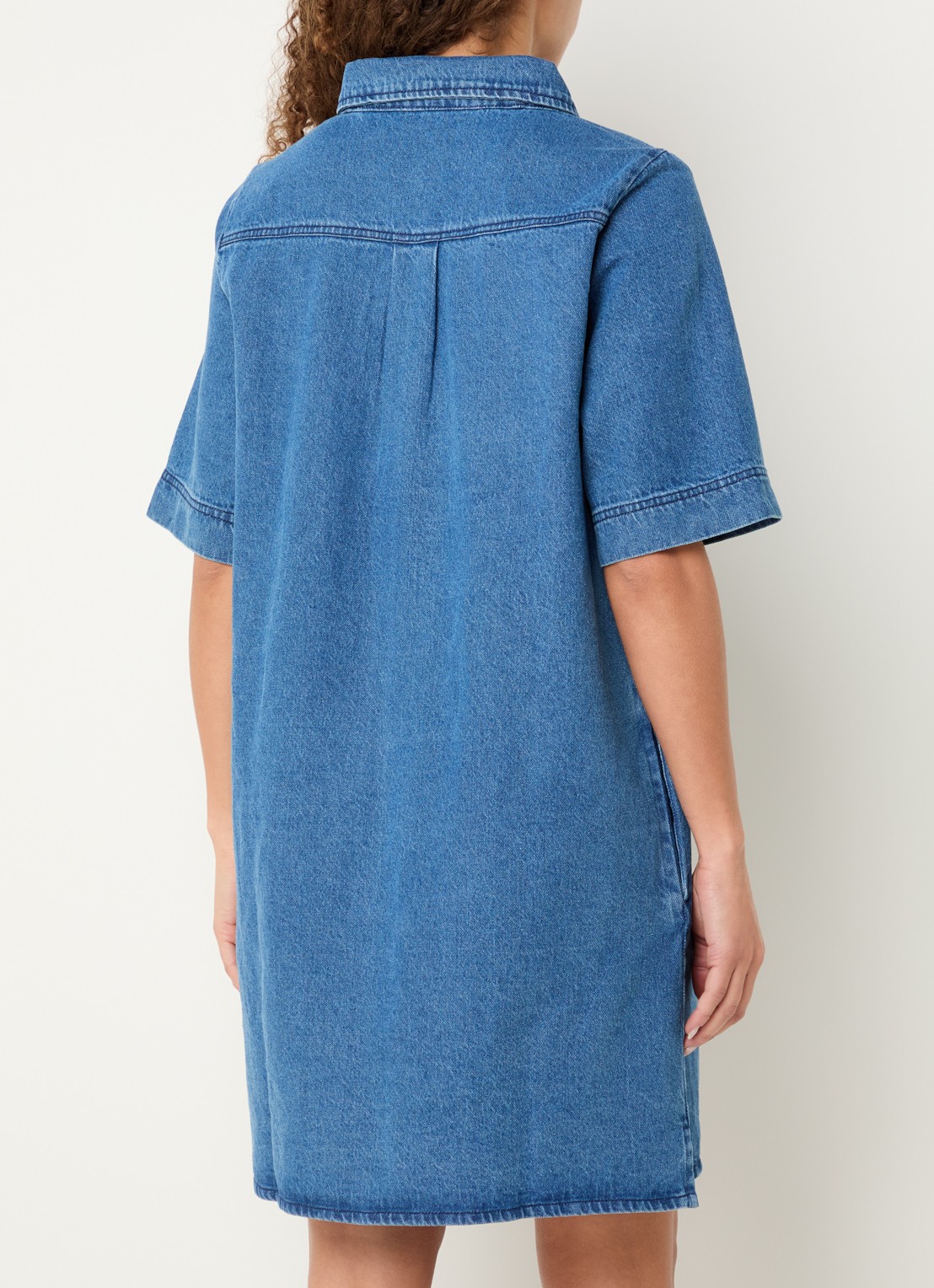 by-bar Philipe denim jurk paspelzakken - achterkant 3 indigo