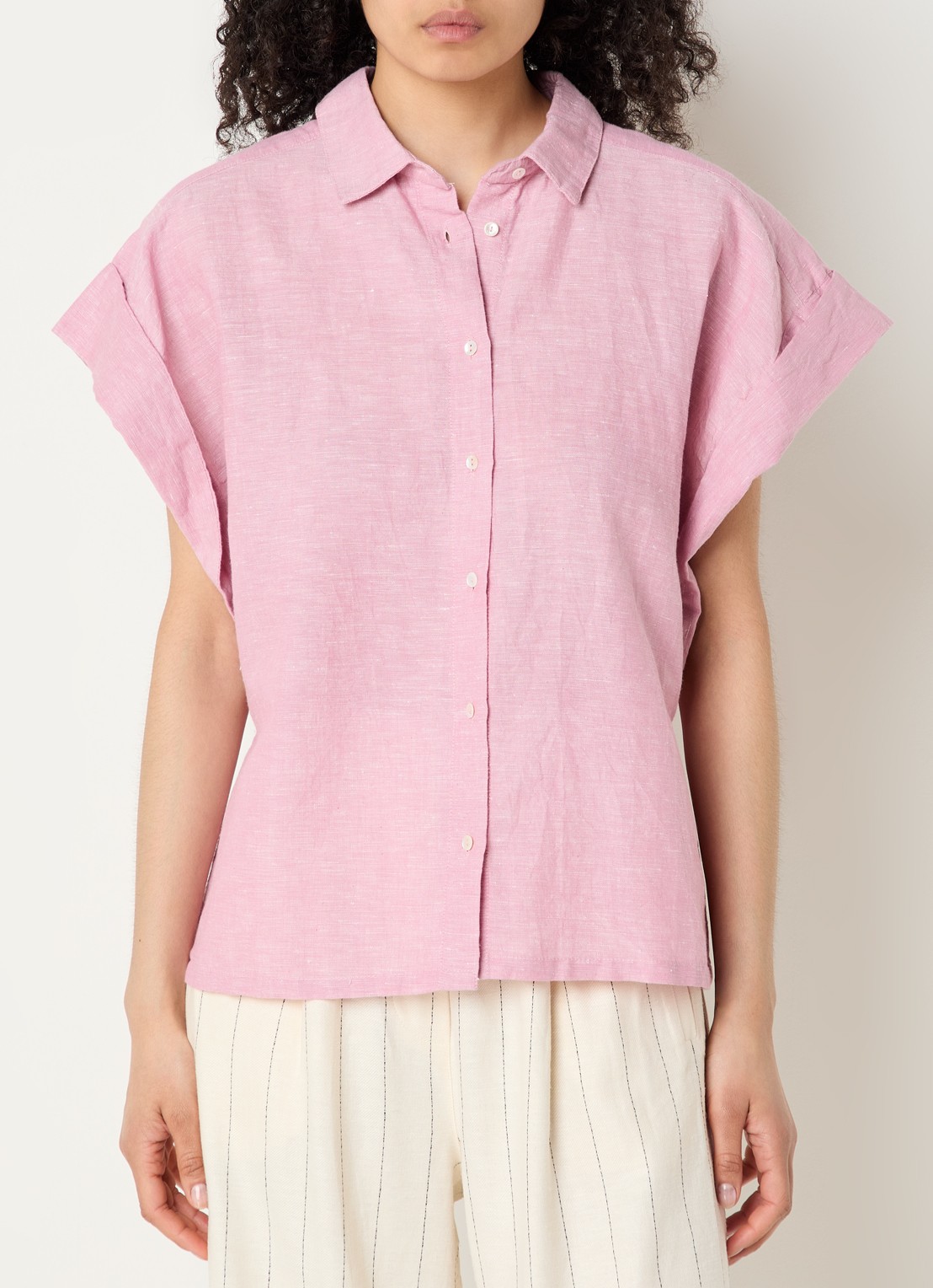 by-bar Pixie blouse van linnen - detail 2 roze