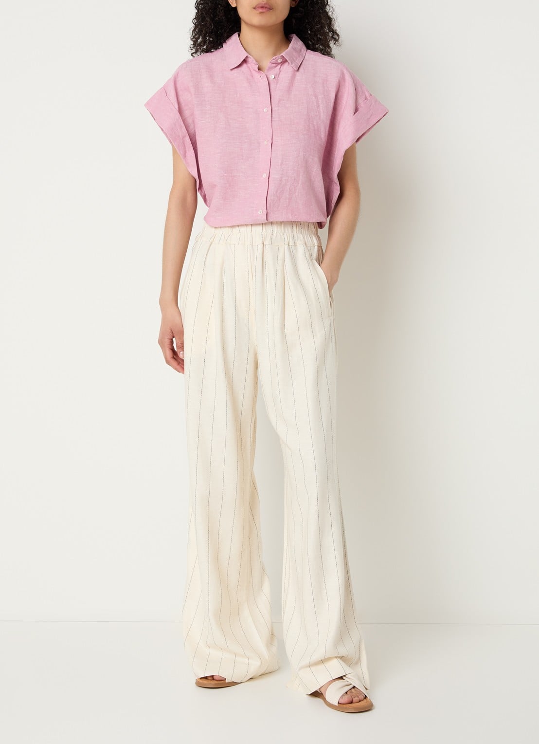 by-bar Pixie blouse van linnen - voorkant 4 roze