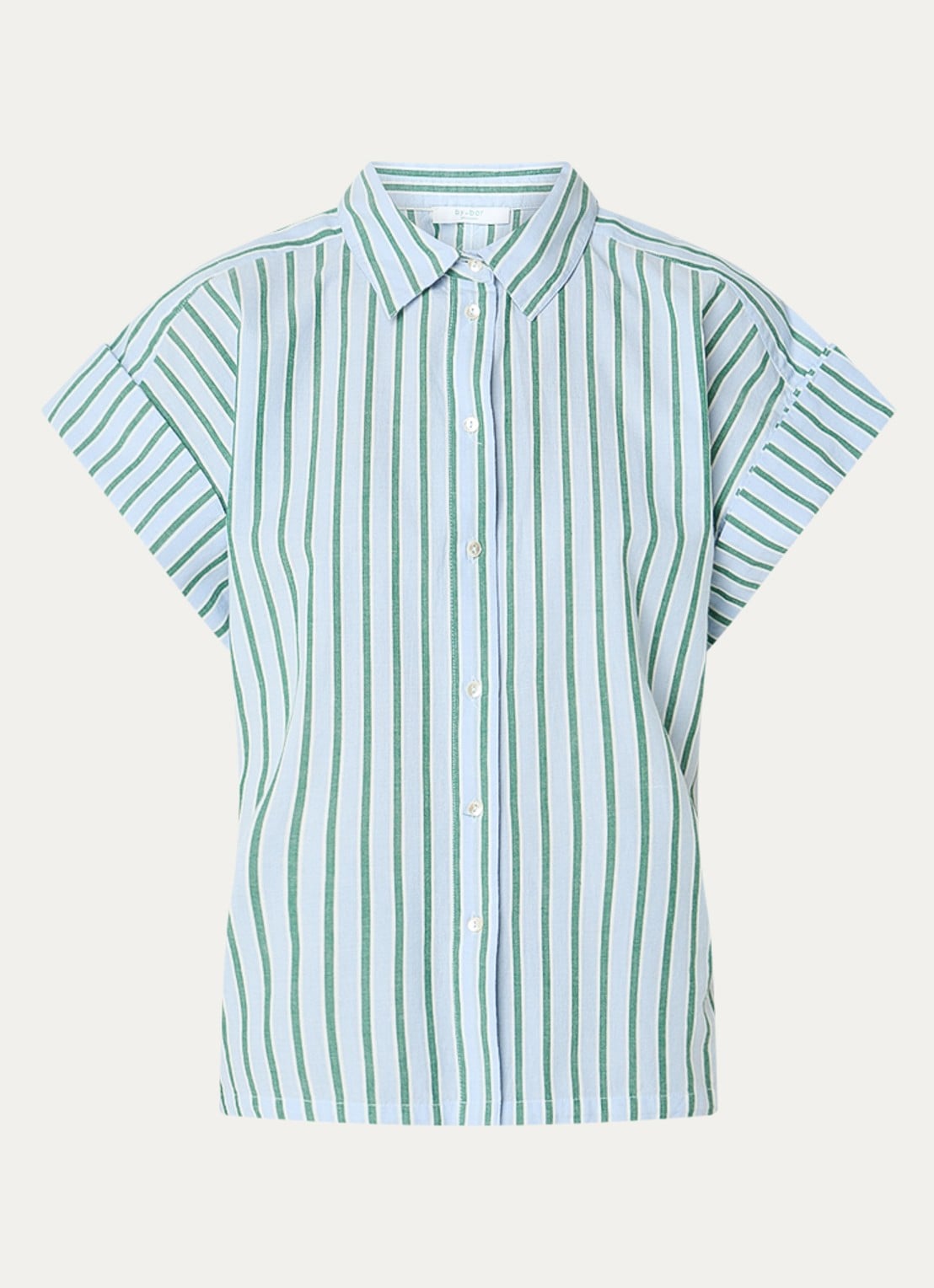 by-bar Pixie Sea blouse met streepprint en vlindermouw - voorkant 2 lichtblauw