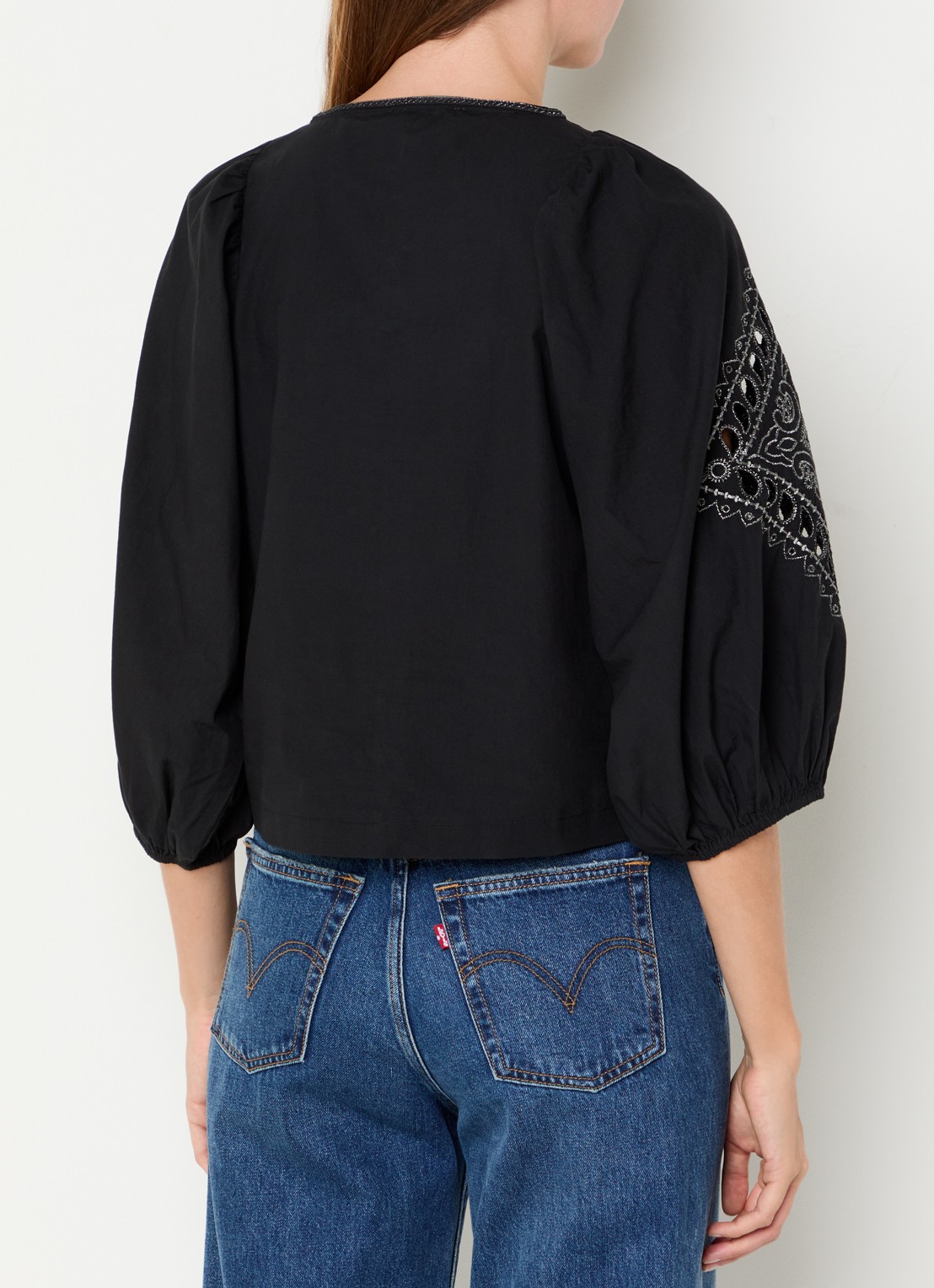 by-bar Rae tuniek met broderie en lurex - achterkant 4 zwart