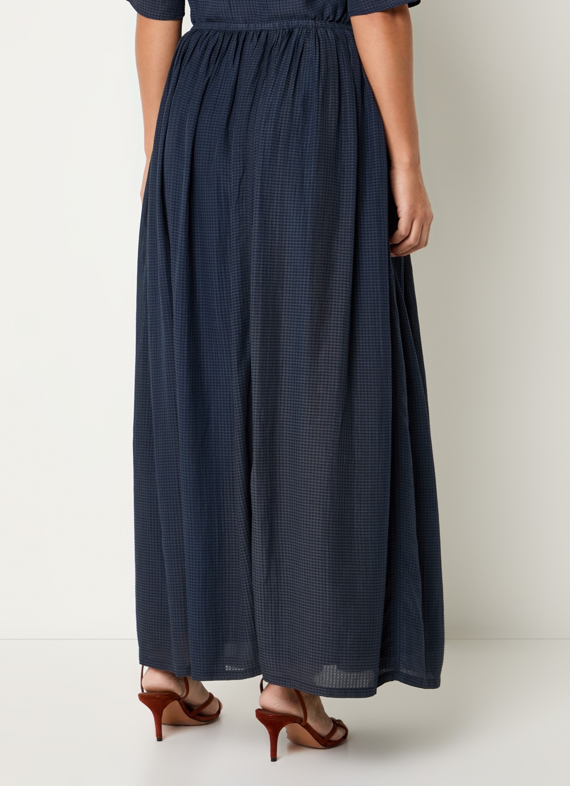 by-bar Reva maxi rok met structuur - achterkant 2 donkerblauw
