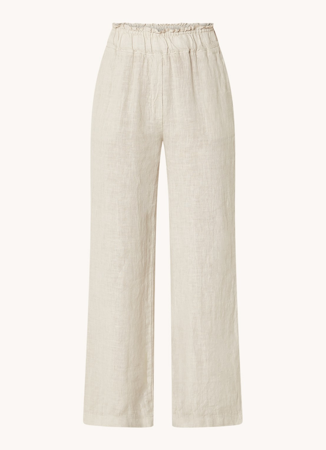 by-bar Robyn high waist straight fit pantalon van linnen - voorkant 3 zand