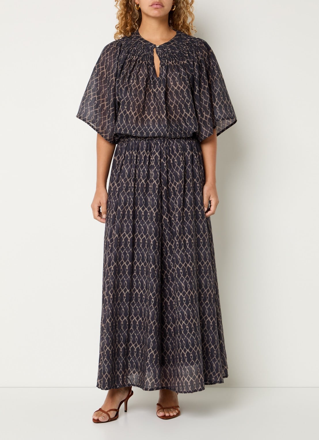 by-bar Ruby midi rok met print - voorkant 2 antraciet