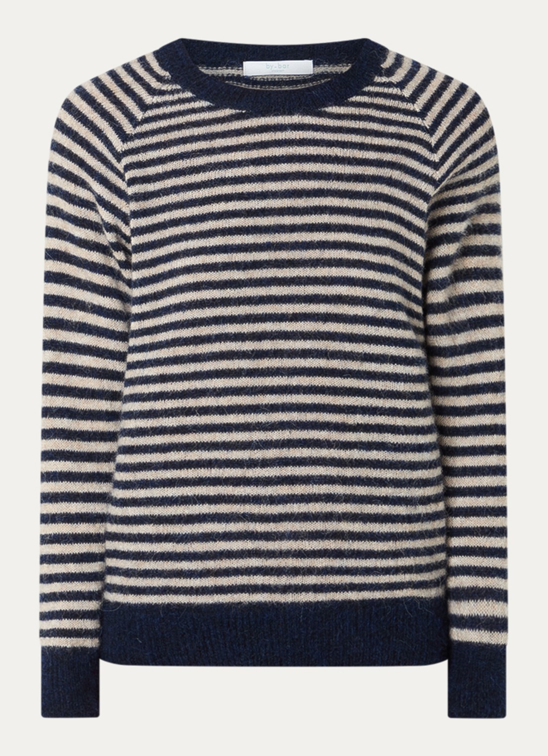 by-bar Sally grofgebreide trui in alpaca wolblend - voorkant 2 donkerblauw