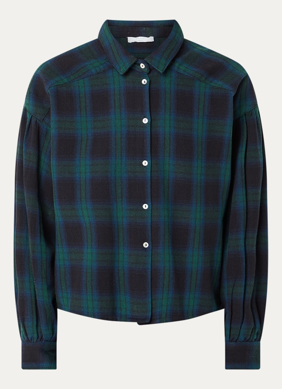 by-bar Sarah blouse met ruitdessin - voorkant 3 donkergroen
