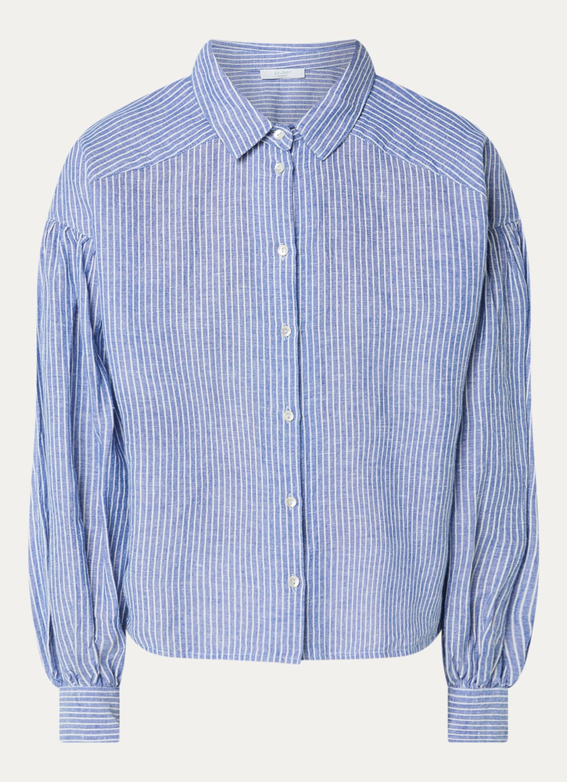 by-bar Sarah blouse met streepprint - voorkant donkerblauw