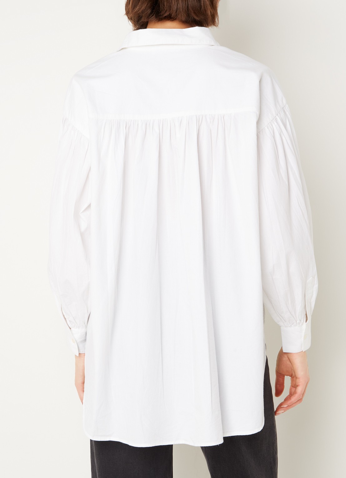 by-bar Sarah Poplin blouse met pofmouw - achterkant 3 wit