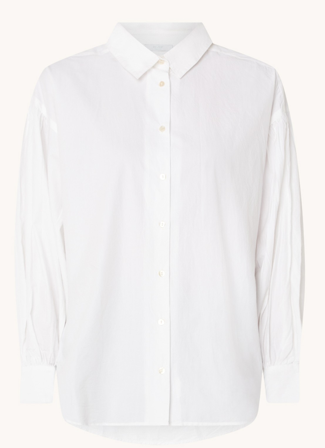 by-bar Sarah Poplin blouse met pofmouw - voorkant wit