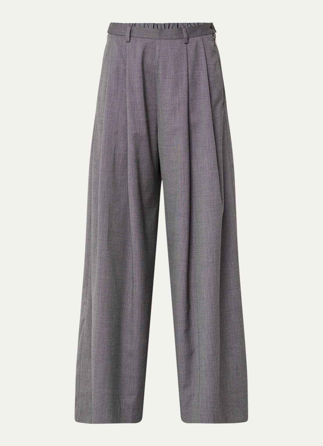 by-bar Sef high waist wide fit pantalon met steekzakken - voorkant middengrijs