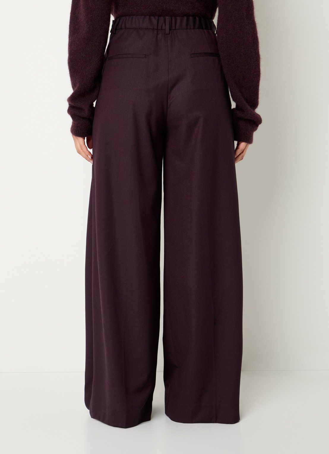 by-bar Sef high waist wide fit pantalon met steekzakken - achterkant aubergine
