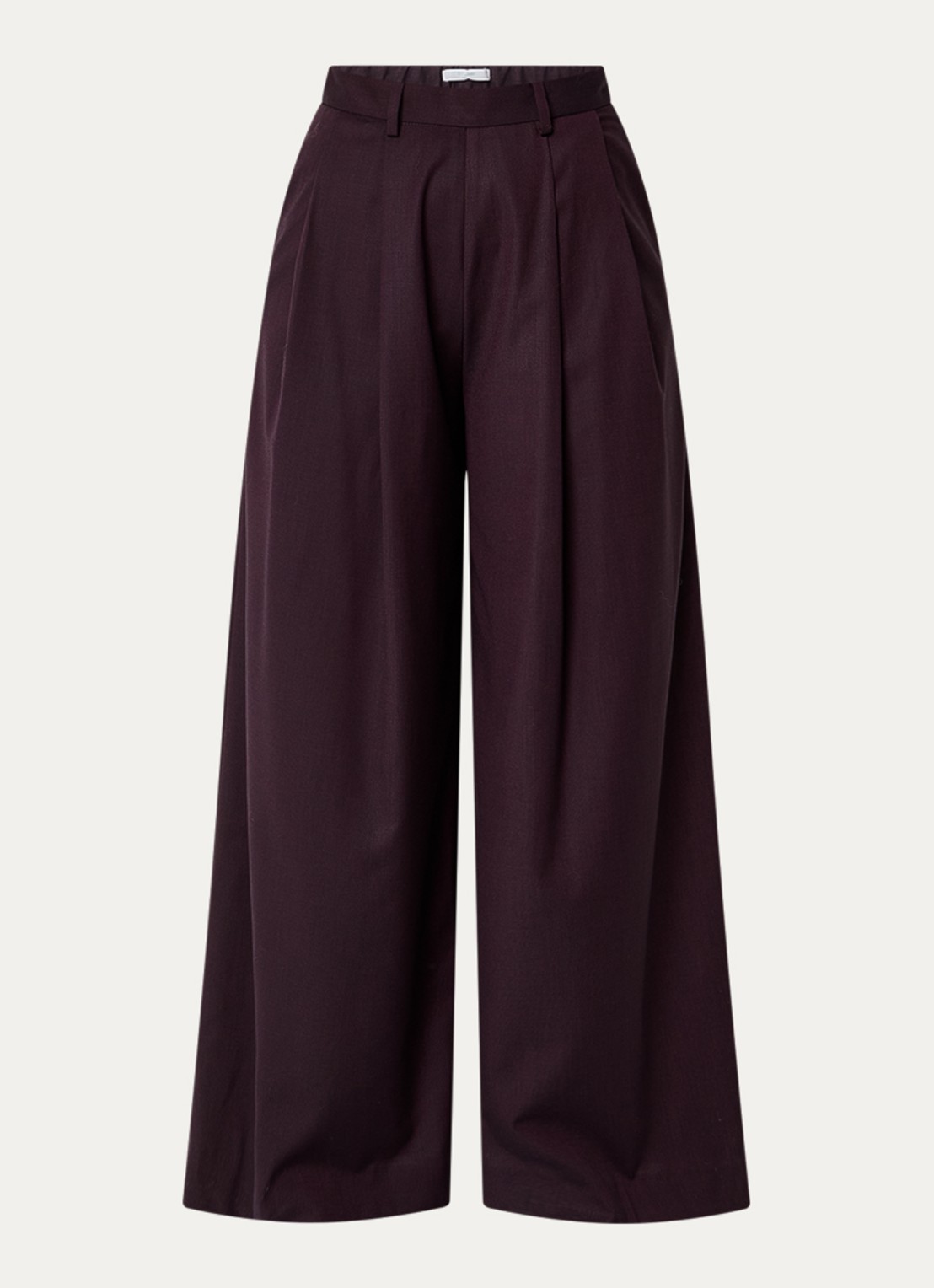 by-bar Sef high waist wide fit pantalon met steekzakken - voorkant 3 aubergine
