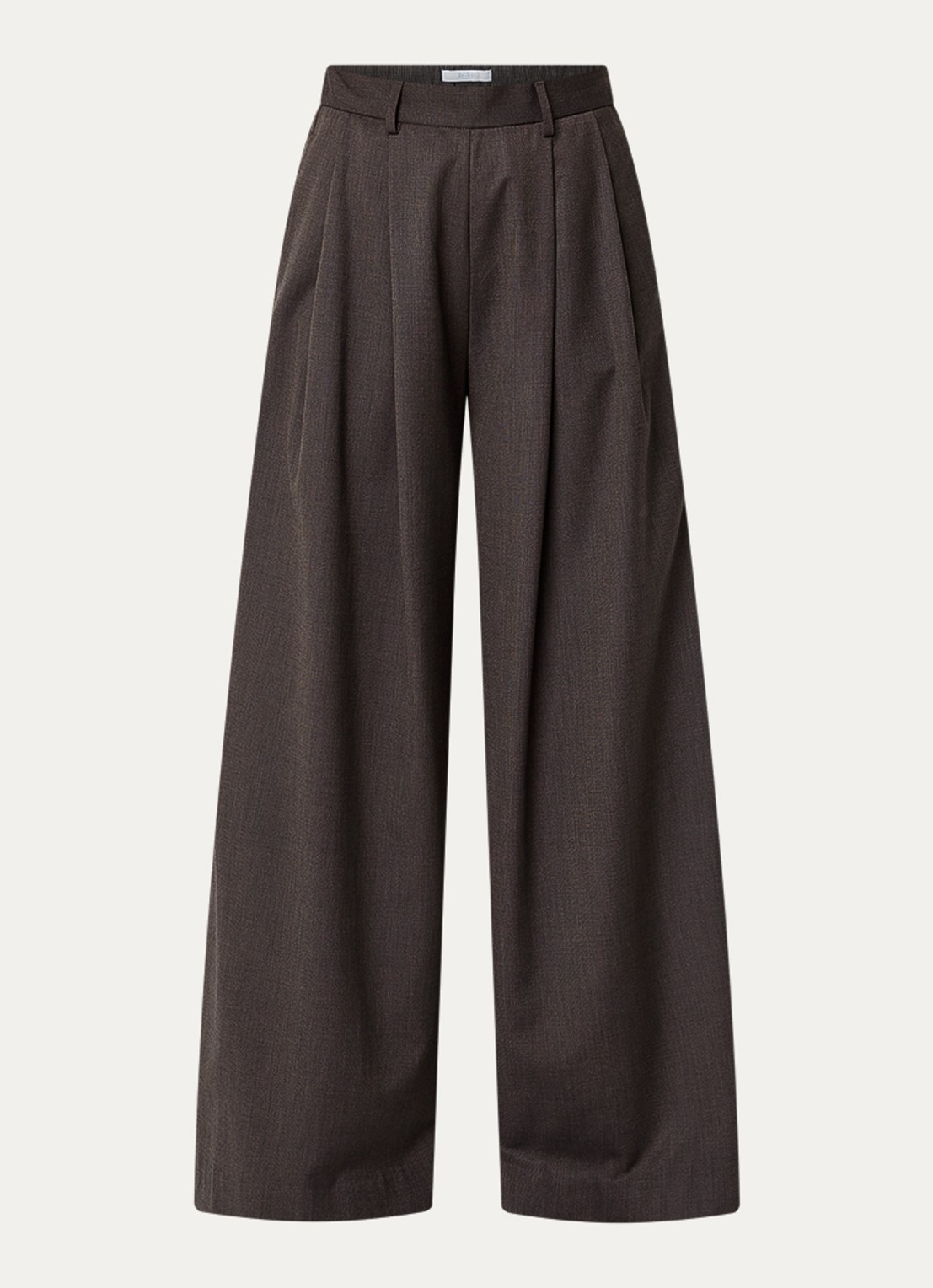 by-bar Sef high waist wide fit pantalon met steekzakken - voorkant 3 donkerbruin