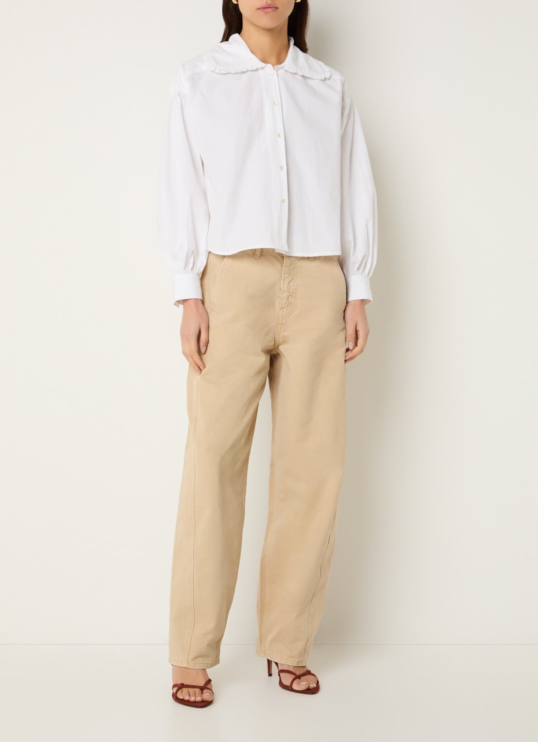 by-bar Semmy blouse met ruches - voorkant 2 wit
