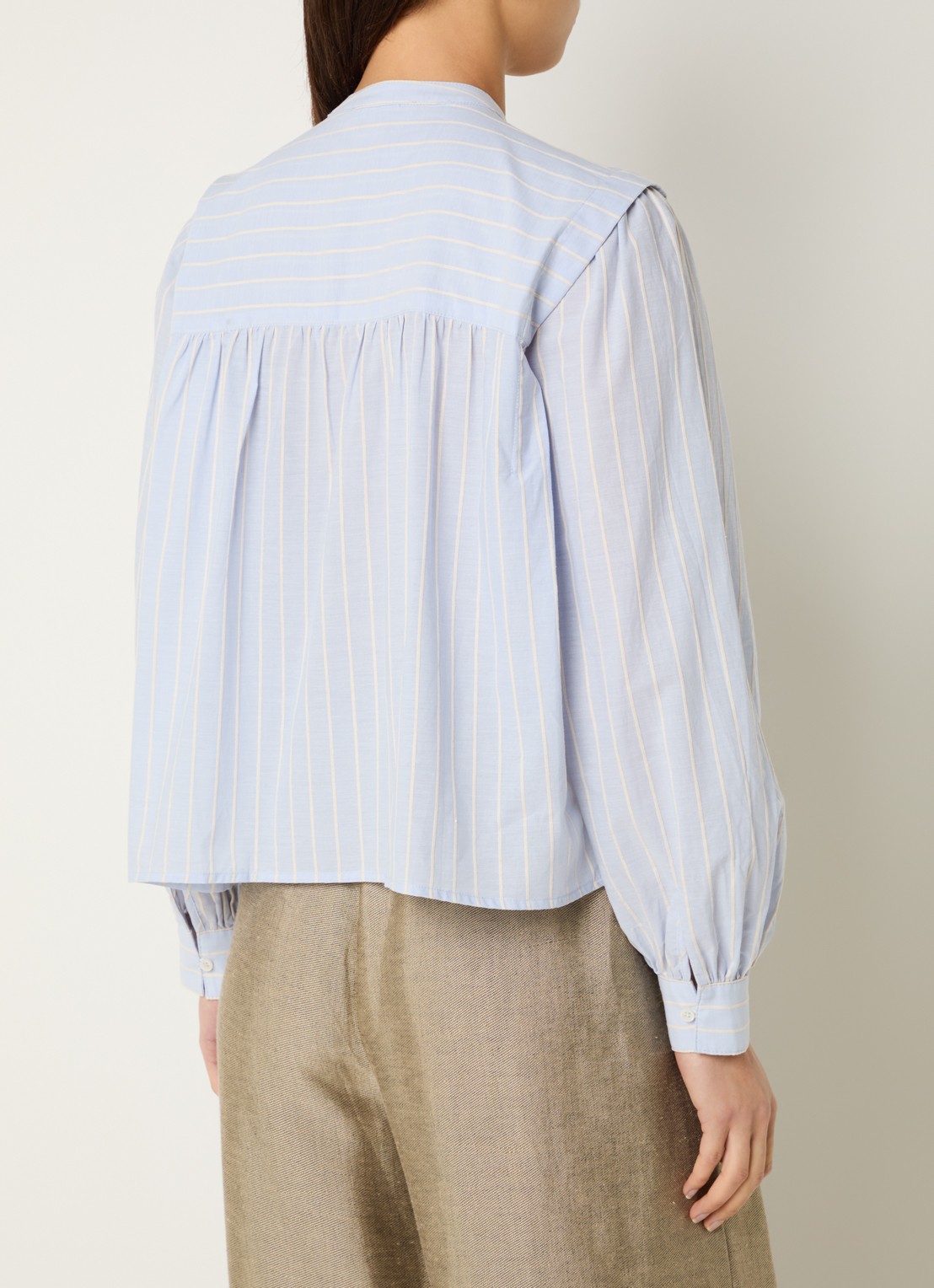 by-bar Soof blouse met streepprint - achterkant 4 blauw