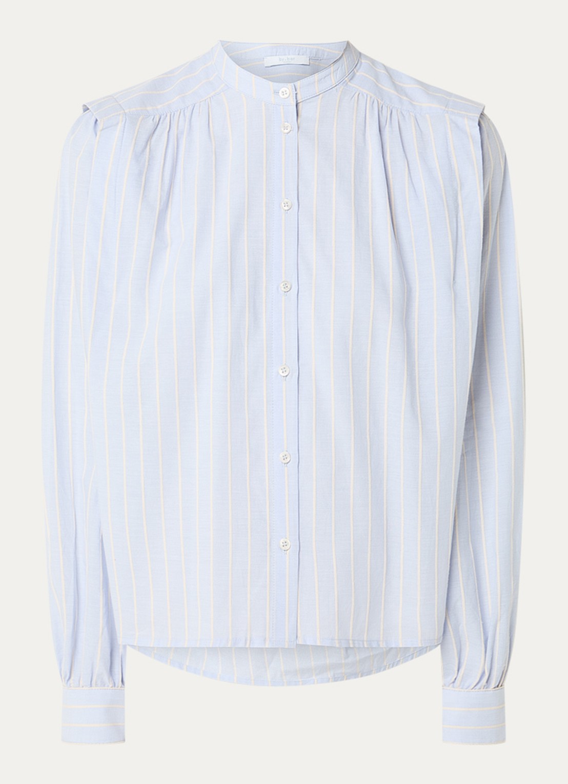 by-bar Soof blouse met streepprint - voorkant 2 blauw