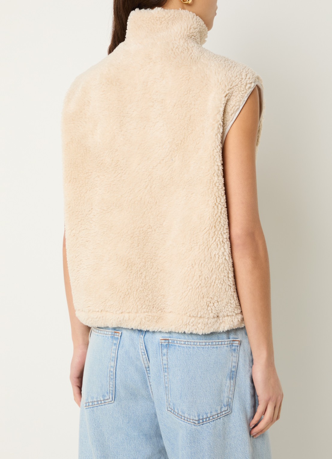 by-bar Steve bodywarmer van teddy met steekzakken - achterkant 4 creme