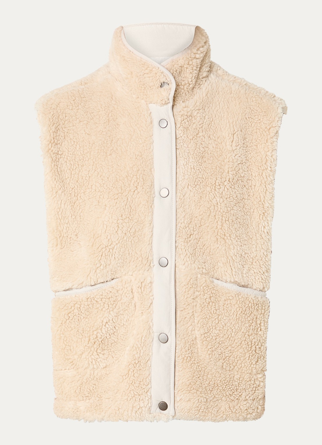 by-bar Steve bodywarmer van teddy met steekzakken - voorkant creme