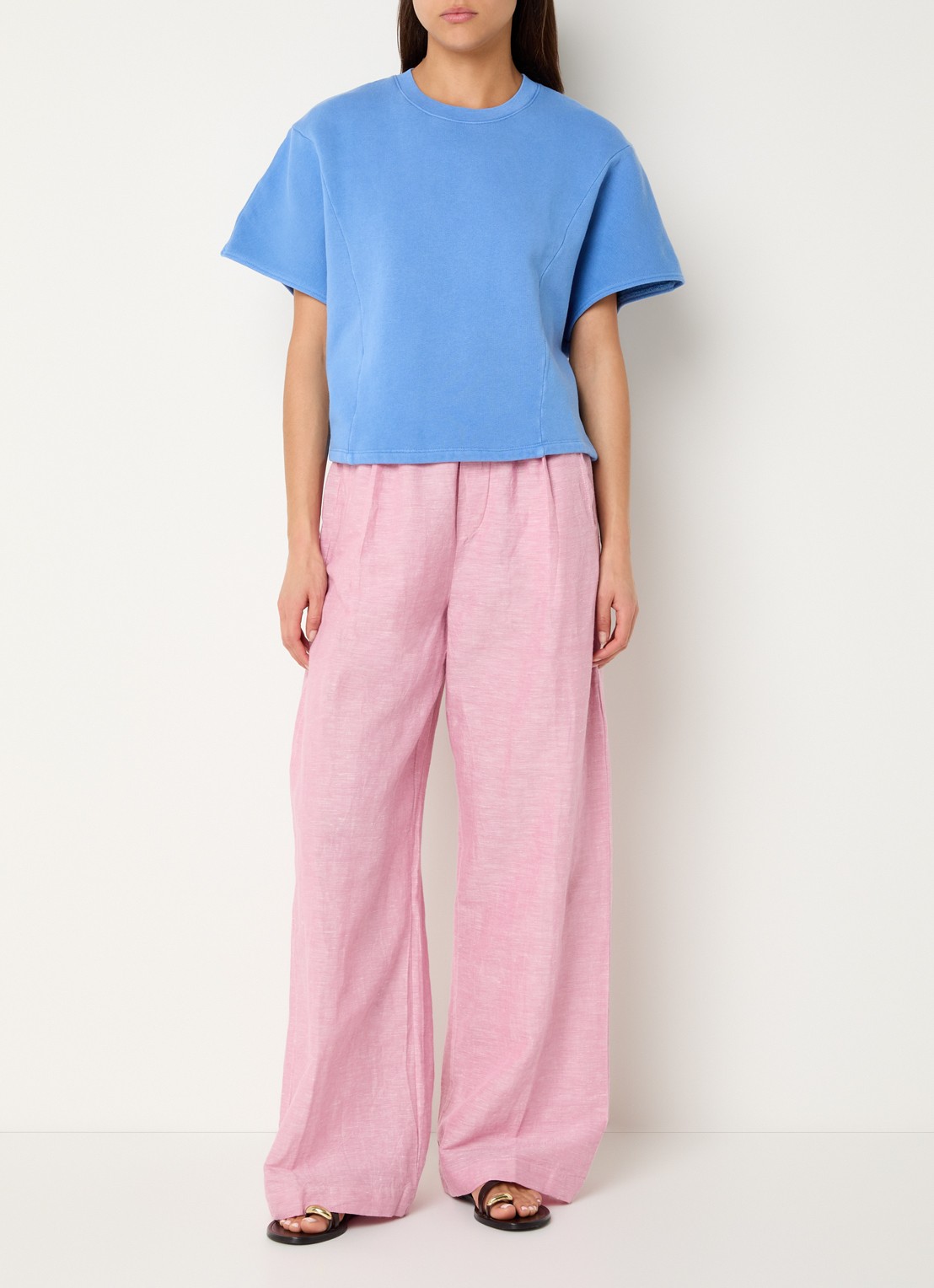 by-bar Suki top met ronde hals - voorkant 3 blauw