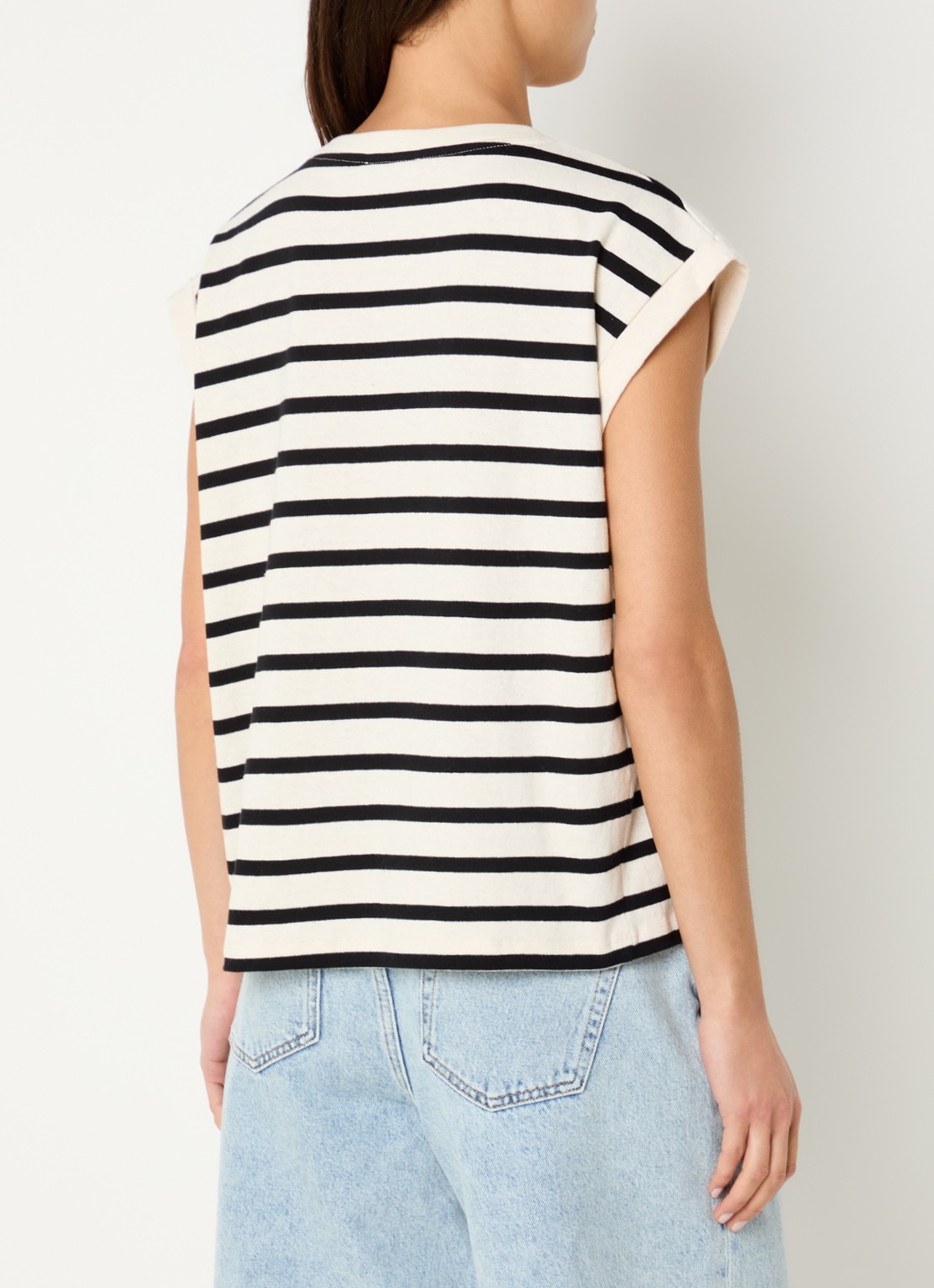 by-bar Tobi fijngebreide top met streepprint - achterkant creme