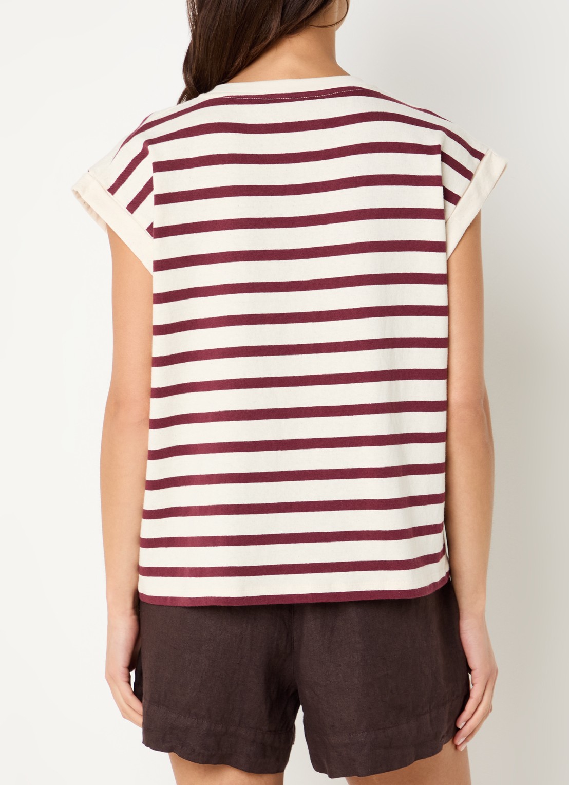 by-bar Tobi T-shirt met strepprint - achterkant creme