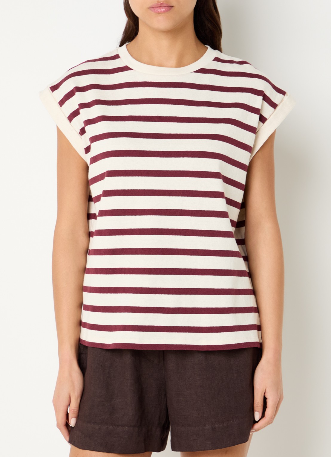 by-bar Tobi T-shirt met strepprint - detail 4 creme