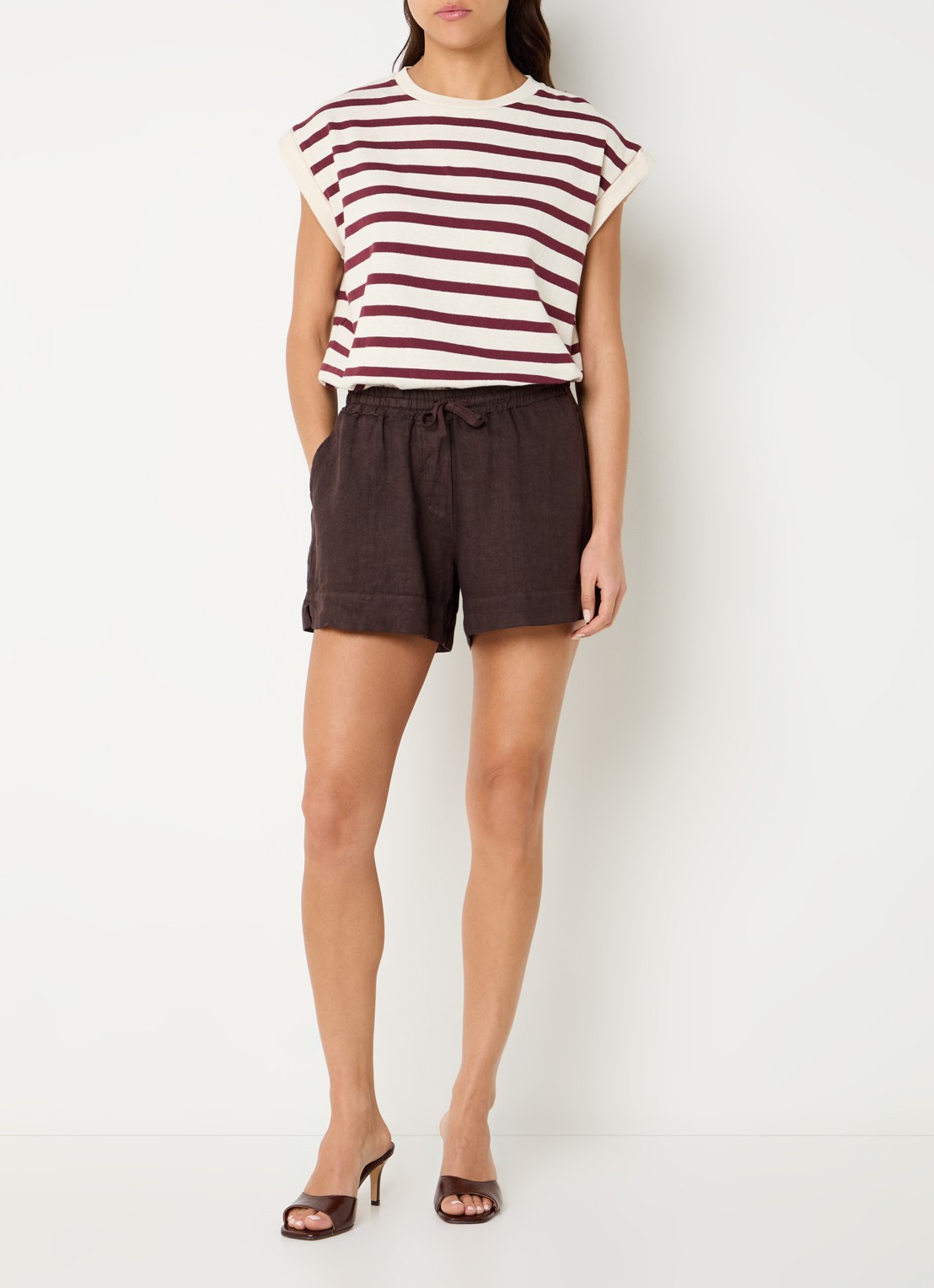 by-bar Tobi T-shirt met strepprint - voorkant 3 creme