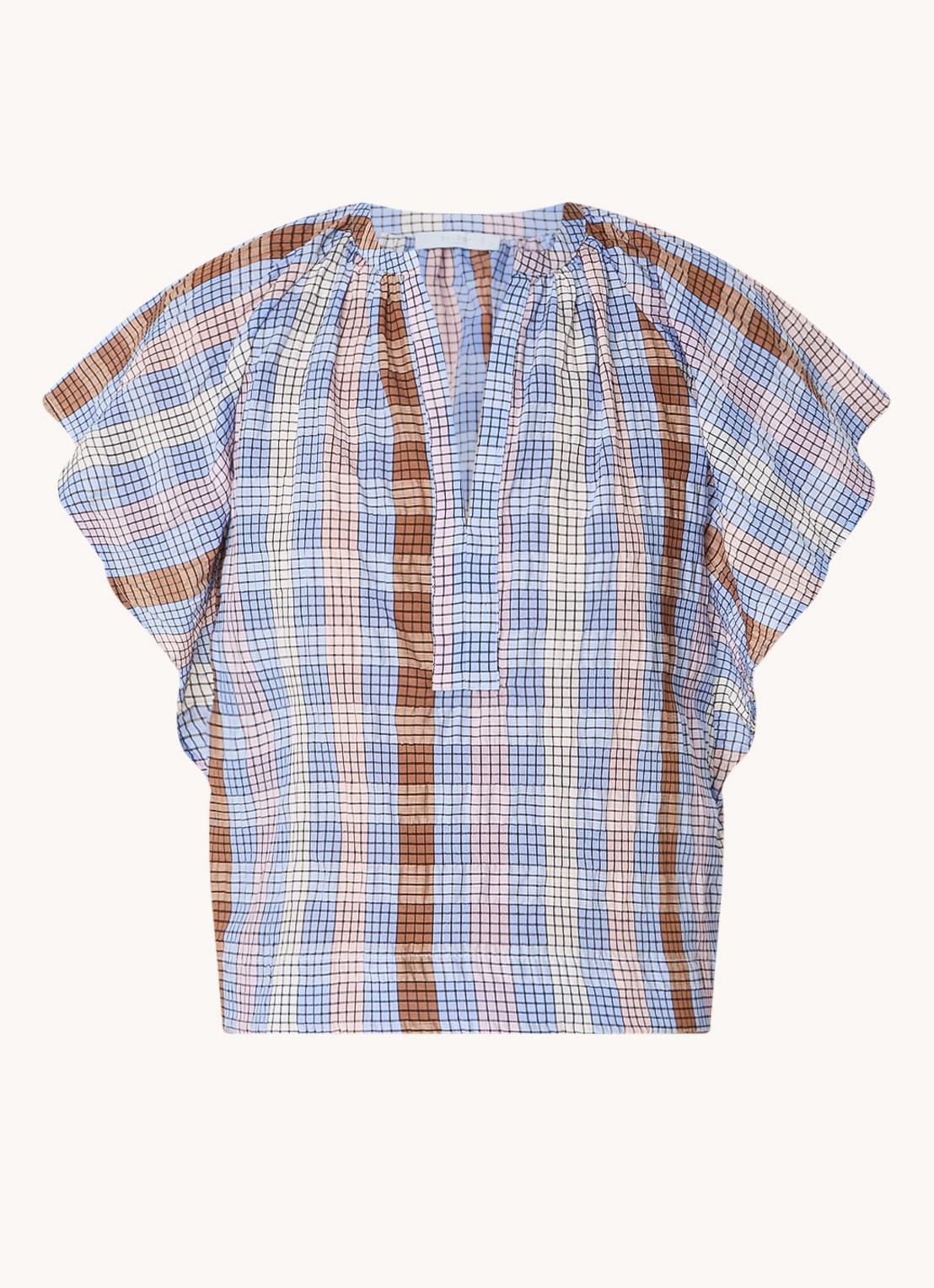by-bar Vina tuniek met geruit dessin - voorkant lavendel