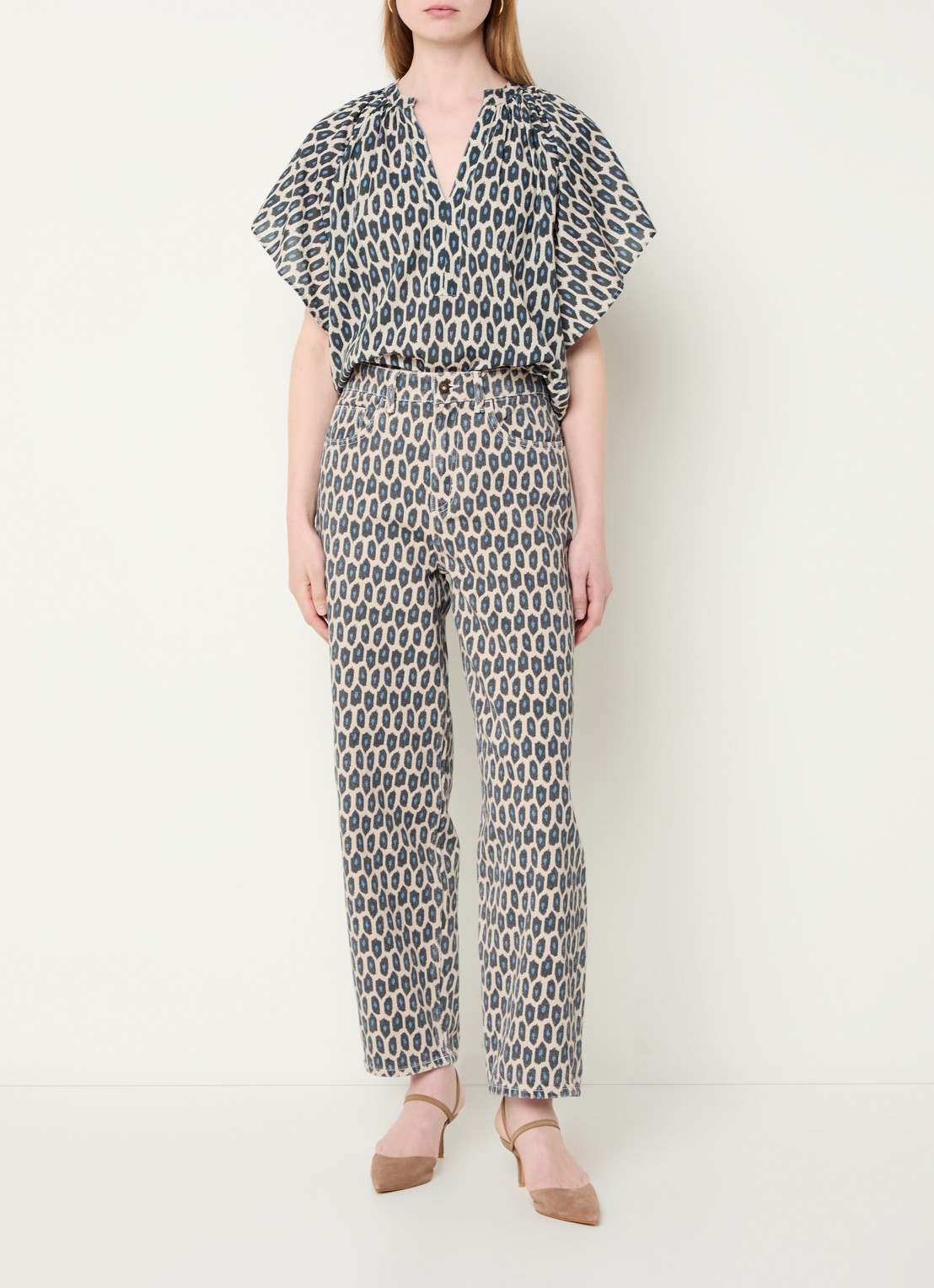 by-bar Vina tuniek met print - voorkant 3 donkerbeige