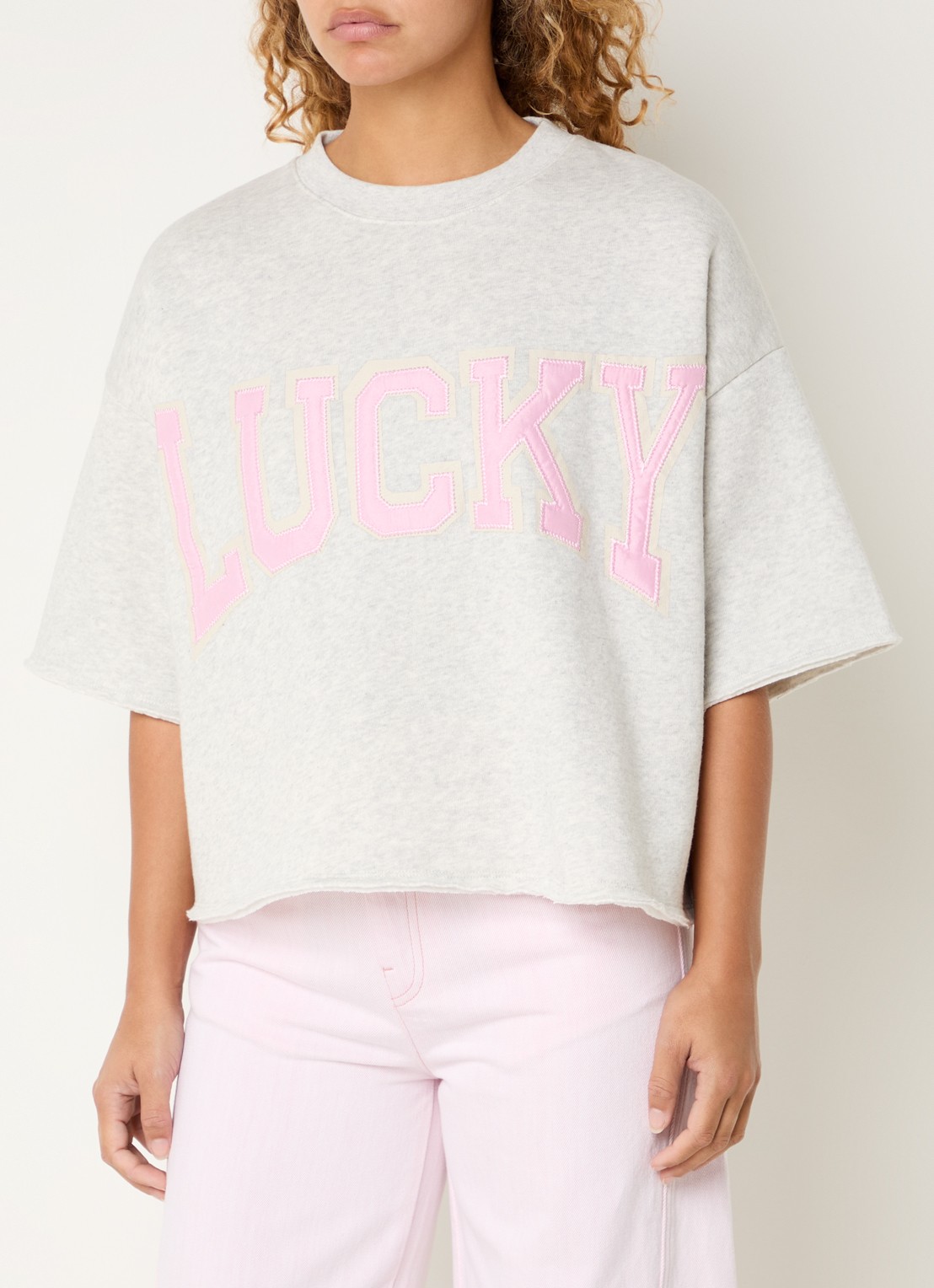 by-bar Willow T-shirt met borduring - detail grijsmele