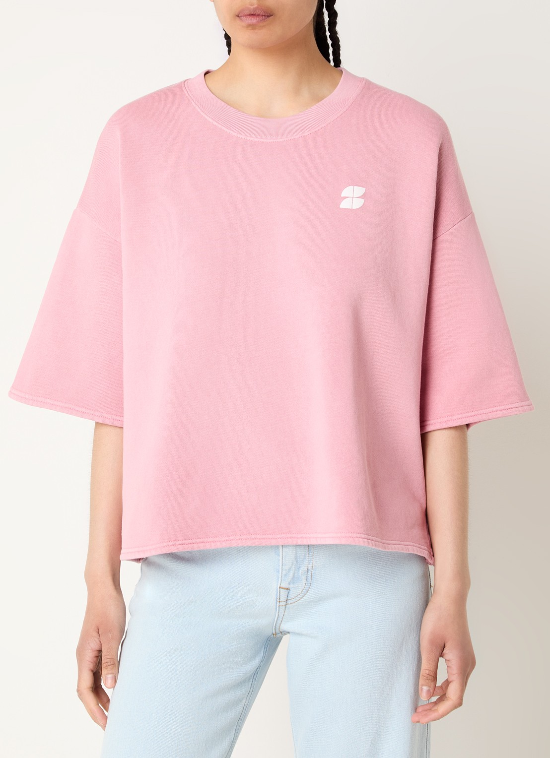 by-bar Willow top met logo- en backprint - achterkant lichtroze