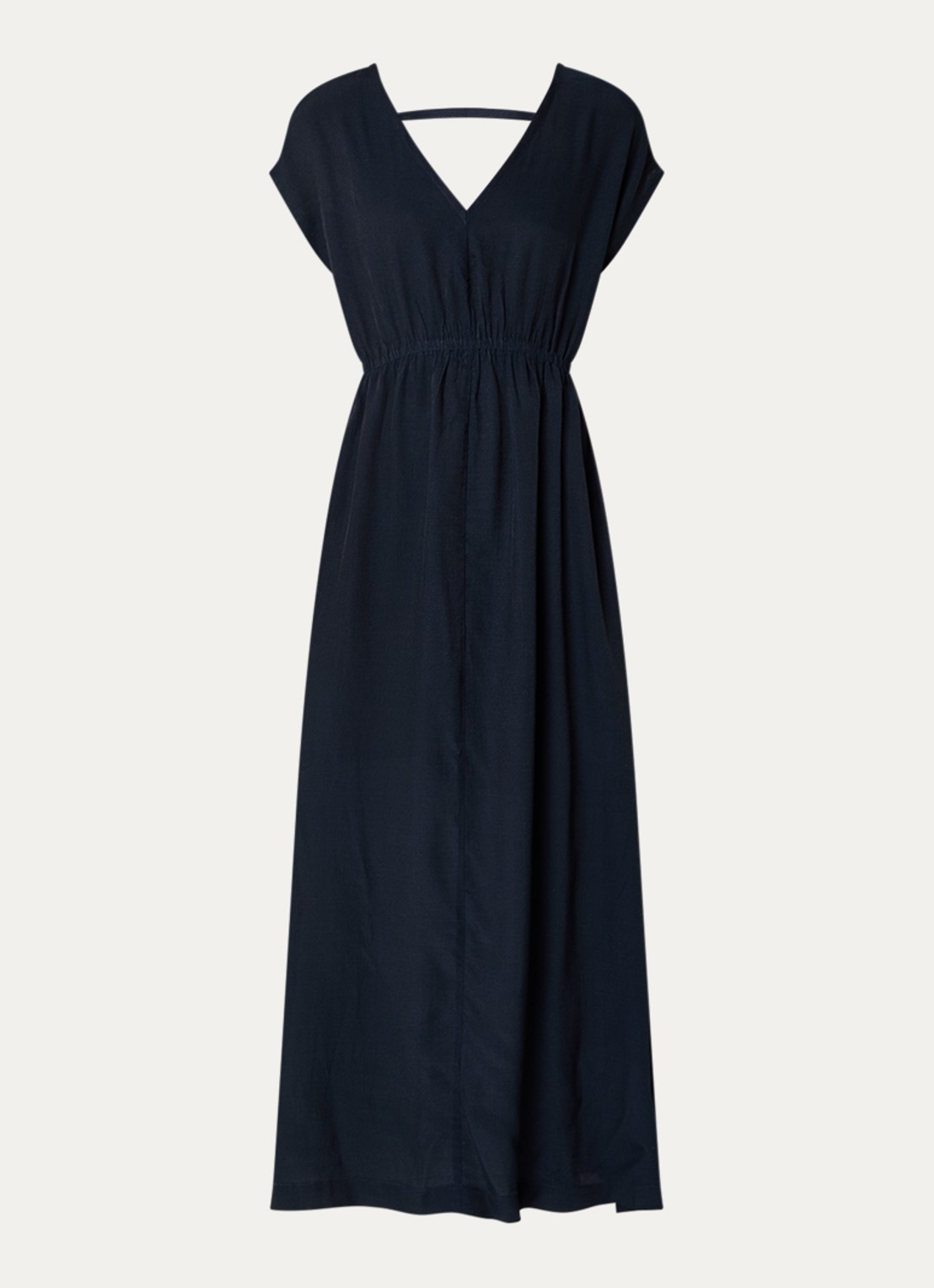 by-bar Yuki maxi jurk van crêpe met steekzakken - voorkant 3 donkerblauw
