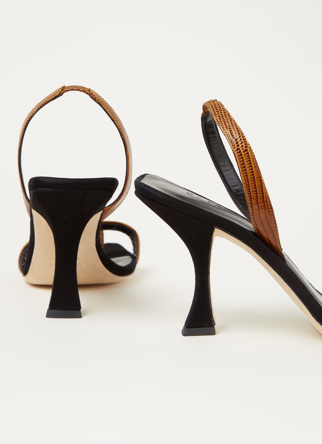 BY FAR Lotta sandalette van leer met crocostructuur - detail 2 bruin