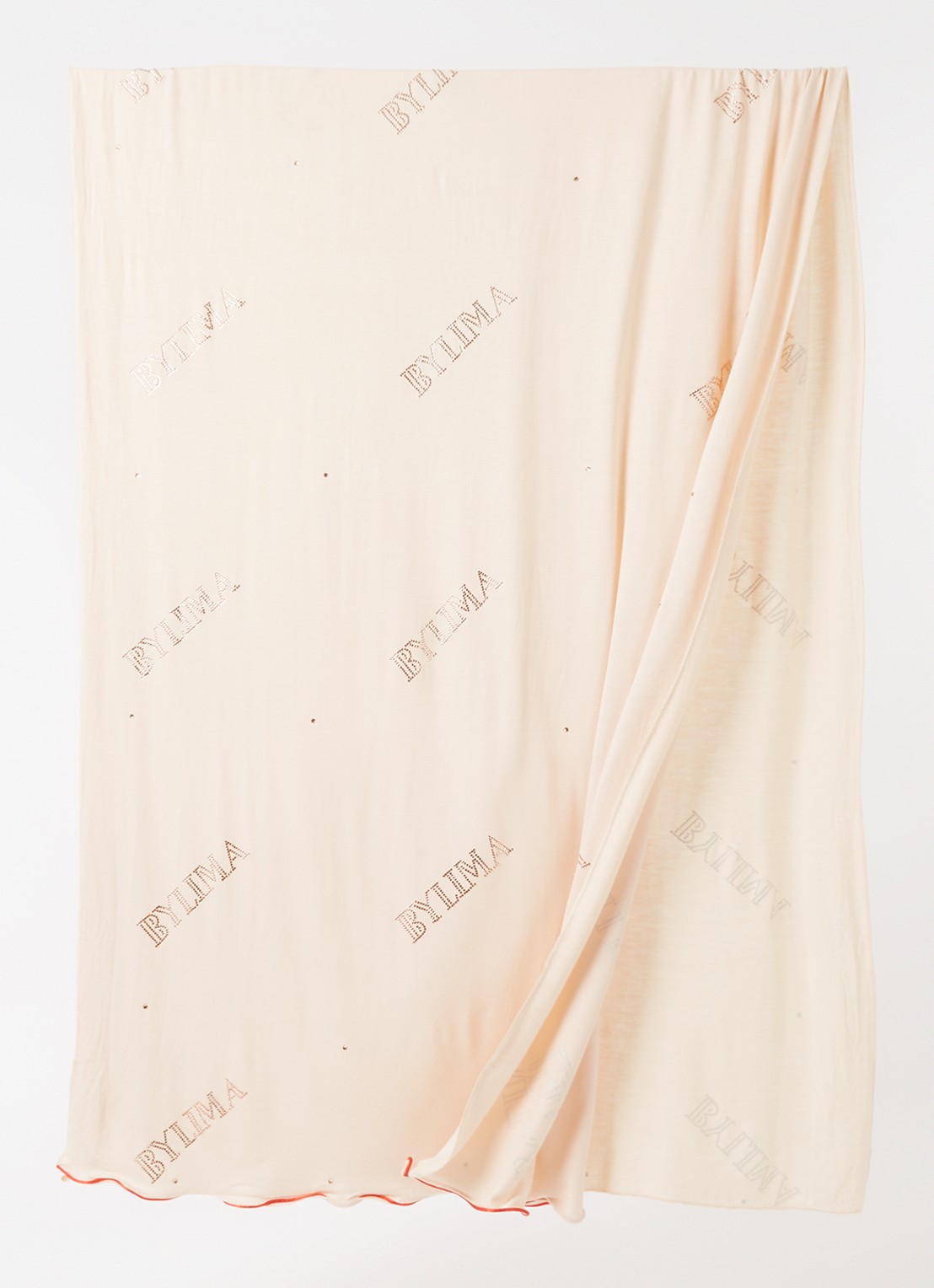 BYLIMA Chiffre sjaal met logo en strass 200 x 75 cm - detail 3 beige / beige