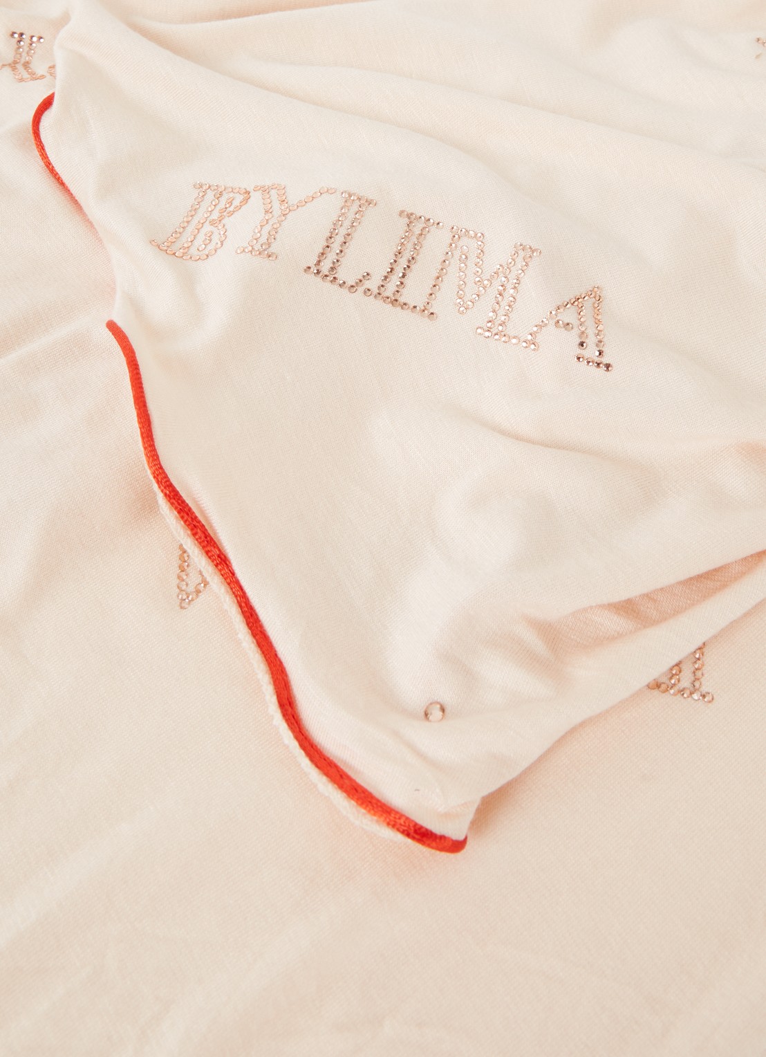 BYLIMA Chiffre sjaal met logo en strass 200 x 75 cm - detail 4 beige / beige