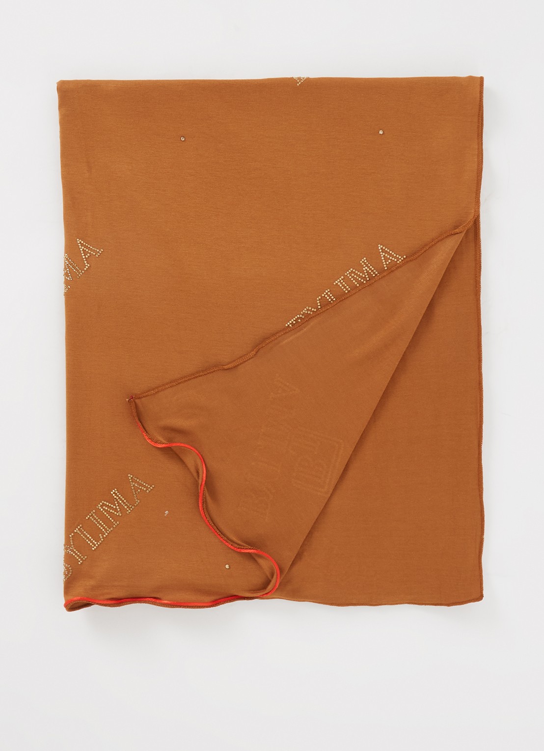 BYLIMA Chiffre sjaal met strass 175 x 70 cm - voorkant 3 cognac