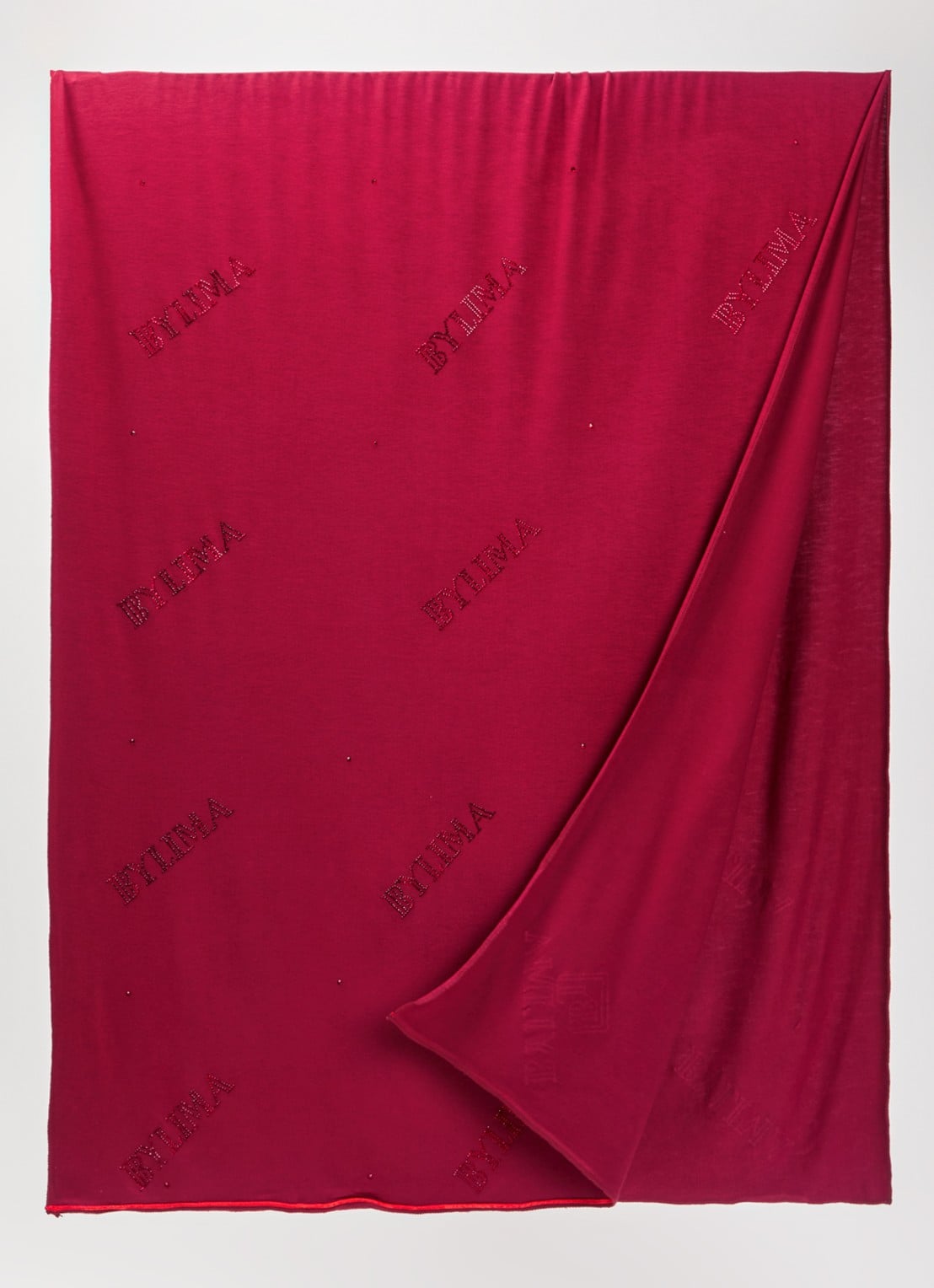 BYLIMA Chiffre sjaal met strass 175 x 70 cm - detail 3 bordeauxrood