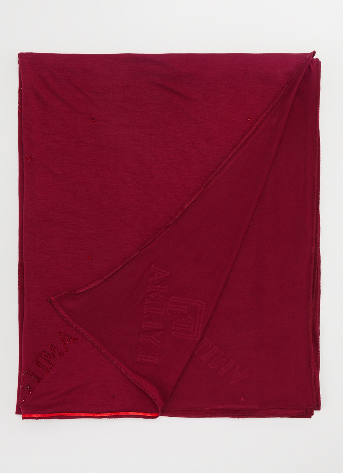 BYLIMA Chiffre sjaal met strass 175 x 70 cm - voorkant bordeauxrood