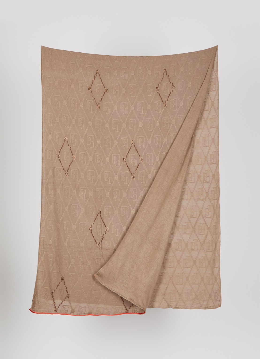 BYLIMA Enchanté sjaal met strass 200 x 75 cm  - detail 2 lichtbruin