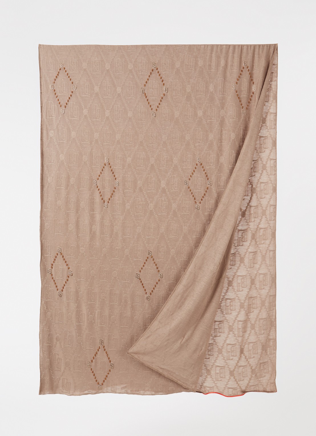 BYLIMA Enchanté sjaal met strass 200 x 75 cm  - voorkant lichtbruin